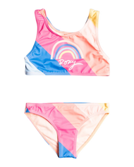 The Roxy Girls Girls Touch Of Rainbow Crop Bikini Set in Regatta Over The Rainbow