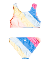 The Roxy Girls Girls Touch Of Rainbow Crop Bikini Set in Regatta Over The Rainbow