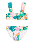 The Roxy Girls Paradisiac Island Bralette Bikini Set in Mint Tropical Trails