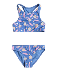 The Roxy Girls Girls Lorem Crop Top Bikini Set in Ultramarine & Lorem