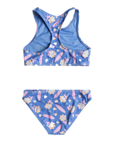 The Roxy Girls Girls Lorem Crop Top Bikini Set in Ultramarine & Lorem