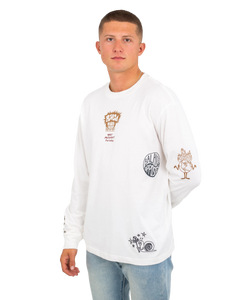 The RVCA Mens Scorched Long Sleeve T-Shirt in Salt