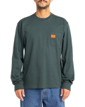 The RVCA Mens Chainmail Pocket Long Sleeve T-Shirt in Hunter Green