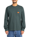 The RVCA Mens Chainmail Pocket Long Sleeve T-Shirt in Hunter Green