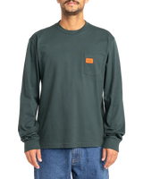 The RVCA Mens Chainmail Pocket Long Sleeve T-Shirt in Hunter Green