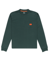 The RVCA Mens Chainmail Pocket Long Sleeve T-Shirt in Hunter Green