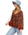 The Billabong Womens Peace And Love Top in Black Multi