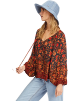 The Billabong Womens Peace And Love Top in Black Multi