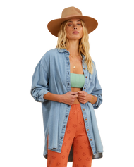 The Billabong Womens Salty Blonde In The Tide Shirt in Salty Blue