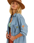 The Billabong Womens Salty Blonde In The Tide Shirt in Salty Blue