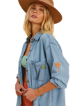 The Billabong Womens Salty Blonde In The Tide Shirt in Salty Blue