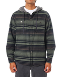 Harold Stripe Hooded Flannel Shirt in Sea Gray