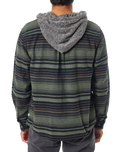 Harold Stripe Hooded Flannel Shirt in Sea Gray