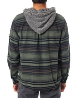 Harold Stripe Hooded Flannel Shirt in Sea Gray