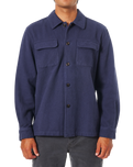 Shiloh Solid Flannel Shirt in Polar Navy