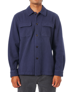 Shiloh Solid Flannel Shirt in Polar Navy