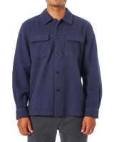 Shiloh Solid Flannel Shirt in Polar Navy