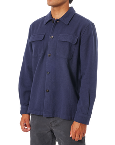 Shiloh Solid Flannel Shirt in Polar Navy