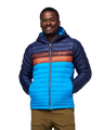 The Cotopaxi Mens Fuego Down Hooded Jacket in Maritime & Saltwater