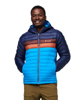 The Cotopaxi Mens Fuego Down Hooded Jacket in Maritime & Saltwater