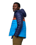 The Cotopaxi Mens Fuego Down Hooded Jacket in Maritime & Saltwater