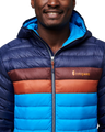 The Cotopaxi Mens Fuego Down Hooded Jacket in Maritime & Saltwater