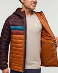 The Cotopaxi Mens Fuego Down Hooded Jacket in Coffee and Sienna