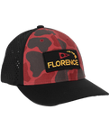 The Florence Marine X Mens Camo Airtex Trucker Cap in Maroon Camo