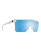 The Spy Flynn 5050 Polarised Sunglasses in Matte White & Happy Boost Bronze with Happy Blue Spectra Mirror