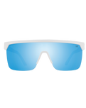 The Spy Flynn 5050 Polarised Sunglasses in Matte White & Happy Boost Bronze with Happy Blue Spectra Mirror