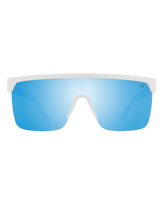 The Spy Flynn 5050 Polarised Sunglasses in Matte White & Happy Boost Bronze with Happy Blue Spectra Mirror