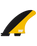 The FCS FCS II Mick Fanning PC Tri Surfboard Fins in Black & Mango