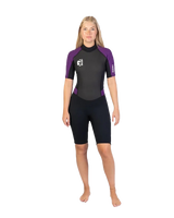 The Gul Womens Womens G-Force 3/2mm Shorty Back Zip Wetsuit in Black & Mulberry