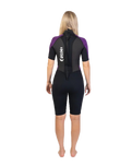 The Gul Womens Womens G-Force 3/2mm Shorty Back Zip Wetsuit in Black & Mulberry