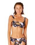 The Rip Curl Womens Playabella Square Neck Bikini Top in Black