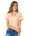 The Rip Curl Womens Re Entry V-Neck T-Shirt in Light Peach