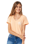 The Rip Curl Womens Re Entry V-Neck T-Shirt in Light Peach