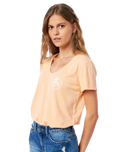 The Rip Curl Womens Re Entry V-Neck T-Shirt in Light Peach