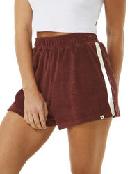 The Rip Curl Womens Revival Terry Shorts in Plum