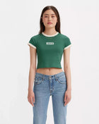 Graphic Mini Ringer T-Shirt in Bistro Green & White