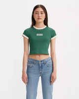 Graphic Mini Ringer T-Shirt in Bistro Green & White