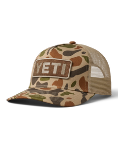 The Yeti Mens Logo Full Camo Trucker Cap in Brown Camo