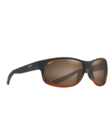 The Maui Jim Kaiwi Channel Polarised Wrap Sunglasses in Dark Brown Stripe & HCL Bronze