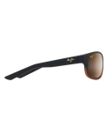 The Maui Jim Kaiwi Channel Polarised Wrap Sunglasses in Dark Brown Stripe & HCL Bronze