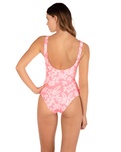 Flower Scrunch One Piece Swimsuit in Coral