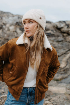 Alta Rib Beanie in White Cap