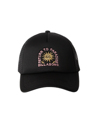 The Billabong Womens Across Waves Trucker Cap in Black Pebble