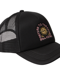 The Billabong Womens Across Waves Trucker Cap in Black Pebble