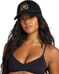 The Billabong Womens Across Waves Trucker Cap in Black Pebble