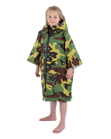 The Dryrobe Kids Advance Short Sleeved Dryrobe (2022) in Camo & Grey